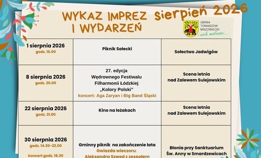 Wykaz imprez sierpień 2026 r.