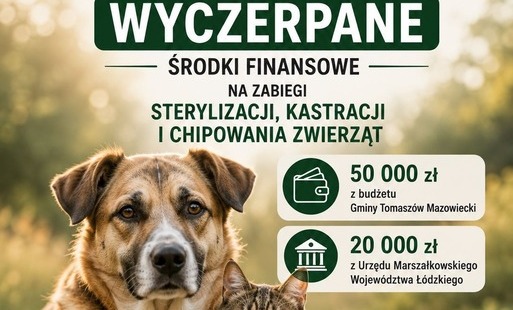 Zdjęcie do Informacja o wyczerpaniu środk&oacute;w finansowych przeznaczonych w 2026 roku na zabiegi sterylizacji, kastracji i czipowania zwierząt