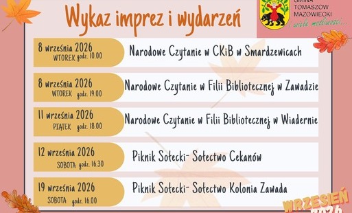 Wykaz imprez wrzesień 2026